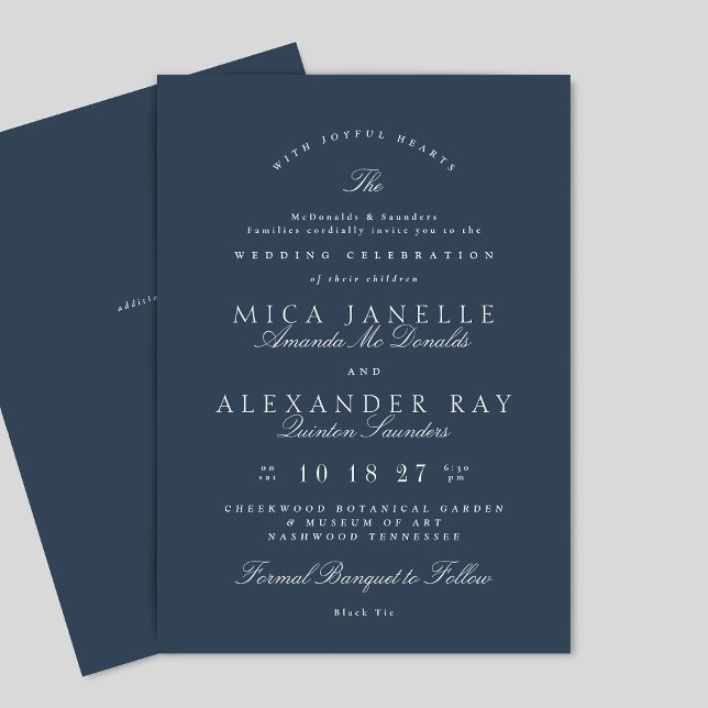 Classic Elegant Calligraphy Formal Navy Blue Invitation (Creator Uploaded)