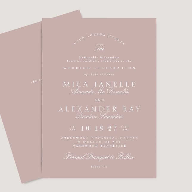 Classic Elegant Calligraphy Formal Pink Taupe Invitation (Creator Uploaded)