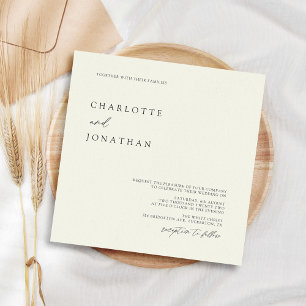 Classic Elegant Calligraphy Ivory Square Wedding Invitation