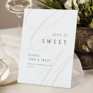 Classic Elegant Calligraphy Monogram Love is Sweet Pedestal Sign