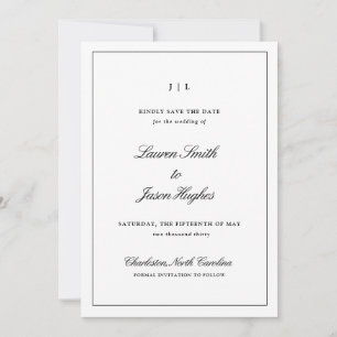 Classic Elegant Calligraphy Monogram Wedding Save The Date
