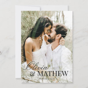 Classic Elegant Calligraphy Photo Wedding Thank You Card