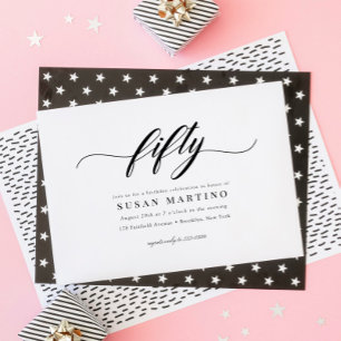 Classic Elegant Calligraphy Script 50th Birthday Invitation
