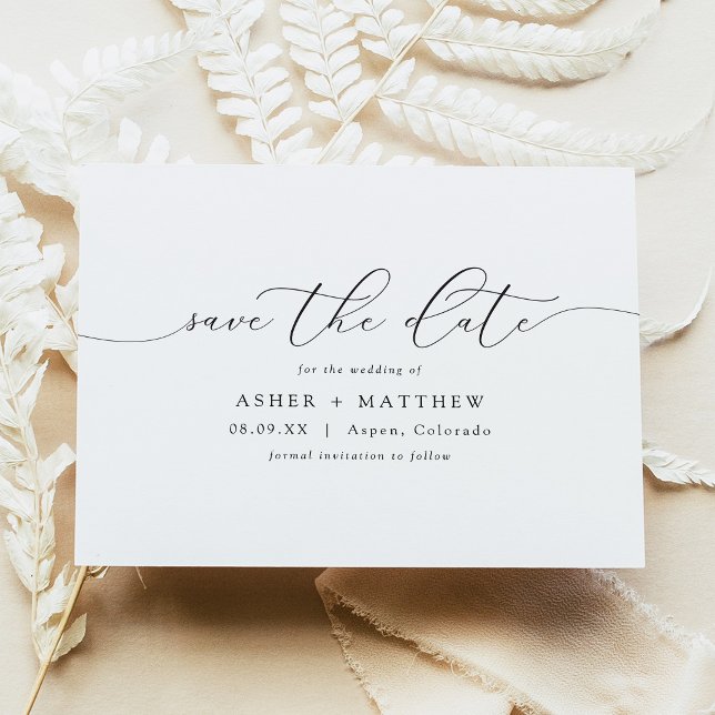 Classic Elegant Calligraphy Script Save the Date Invitation (Elegant Script Typography Simple Save the Date Cards)