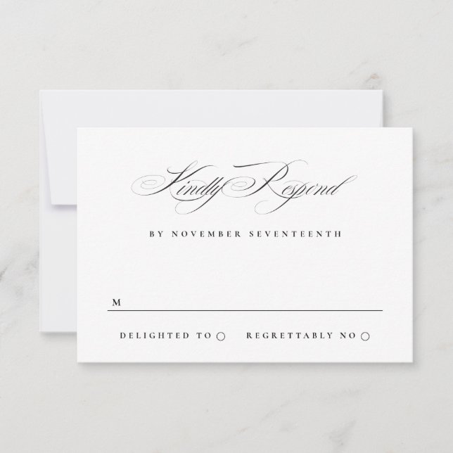 Classic Elegant Calligraphy Wedding RSVP Card (Front)
