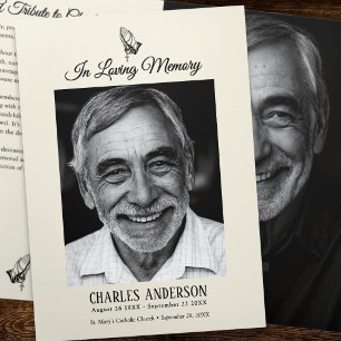 Classic Elegant Catholic Rosary Funeral/Memorial Tri-Fold Programme