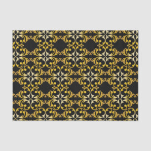 Classic Elegant Chic Gold and Black Damask Pattern Tissue Paper