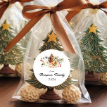 Classic Elegant Christmas Botanical Foliage Round Sticker<br><div class="desc">Classic Elegant Christmas Botanical Foliage Classic Round Sticker</div>