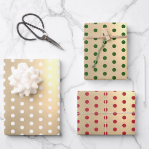 Classic Elegant Christmas Gold Polka Dots  Wrapping Paper Sheet