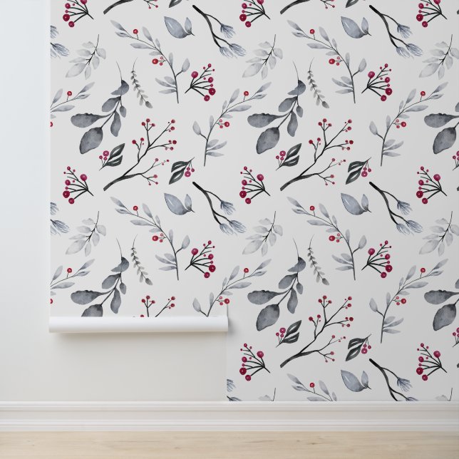 Classic Elegant Christmas Leaves and Berries Wallpaper (Application)