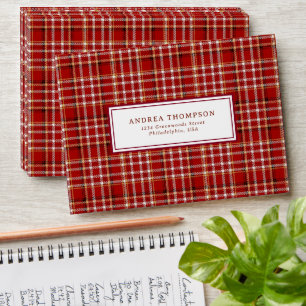 Classic Elegant Christmas Red Gingham Plaid Envelope