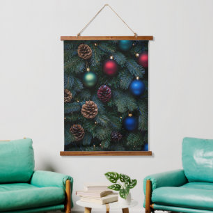 Classic Elegant Christmas Tree Ornaments Hanging Tapestry