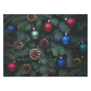 Classic Elegant Christmas Tree Ornaments Tablecloth