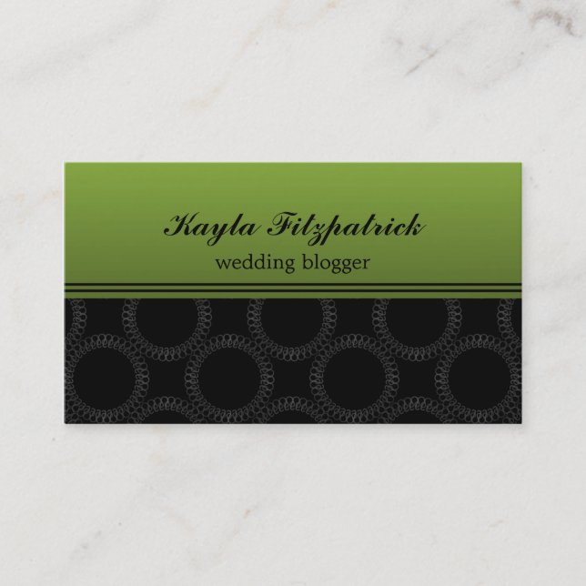 Classic Elegant Circles Business Card, Lime Card (Front)