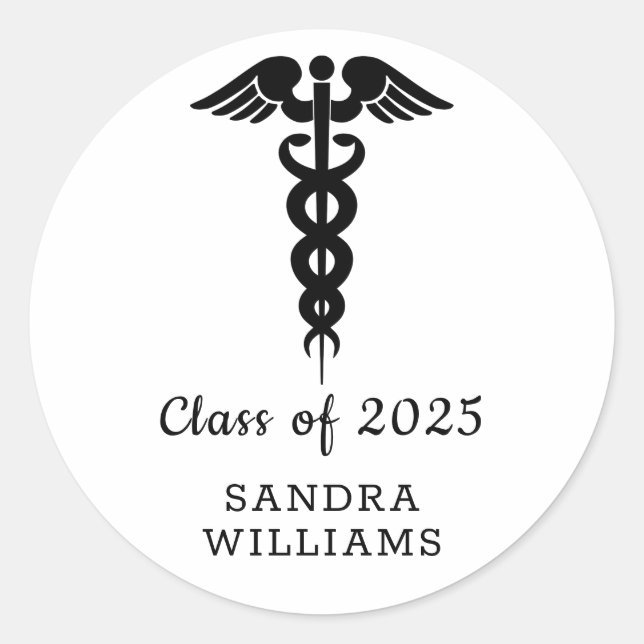 Classic Elegant Class of 2024 Medical Graduation Classic Round Sticker (Front)