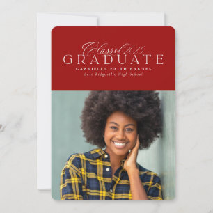 Classic elegant Class of 2025 red graduation Announcement