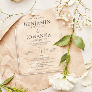 Classic Elegant Clear Wedding Arch Acrylic Invitations