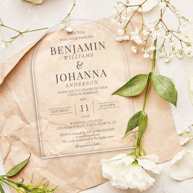 Classic Elegant Clear Wedding Arch Acrylic Invitations (Classic Elegant Clear Wedding Arch Acrylic Invitations)