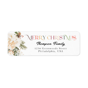 Classic Elegant Colourful Merry Christmas Return Address Label