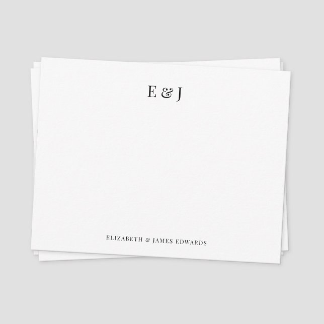 Classic Elegant Couple Initials Personalised Card (Classic black serif font couple monogram note card)
