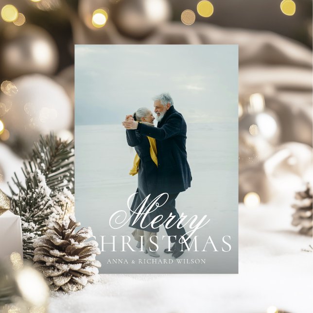 Classic Elegant Couple Photo Christmas Card (Creator Uploaded)