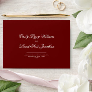 Classic Elegant Crimson Red Formal Calligraphy  Envelope