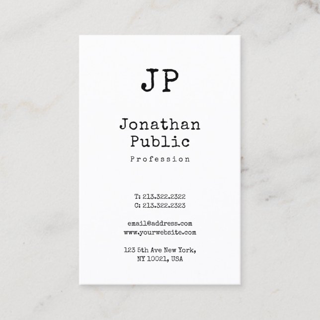Classic Elegant Design Clean Plain Retro Trendy Business Card (Front)