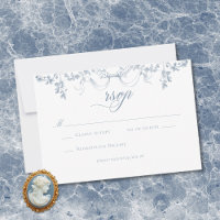 Classic Elegant Dusty Blue Floral Frame Wedding
