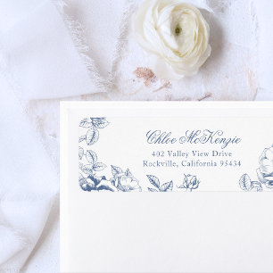 Classic Elegant Dusty Blue Floral Wedding Return Address Label