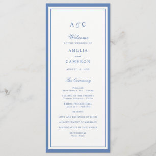 Classic Elegant Dusty Blue Frame Wedding Program