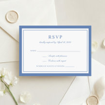 Classic Elegant Dusty Blue Frame Wedding RSVP