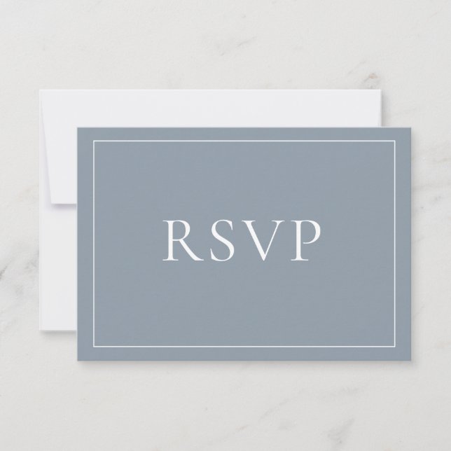Classic Elegant Dusty Blue Script RSVP (Front)