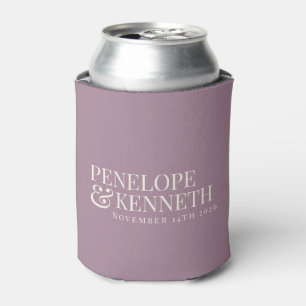 Classic Elegant Dusty Purple Custom Wedding Names  Can Cooler