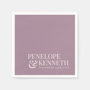 Classic Elegant Dusty Purple Custom Wedding Names Napkin