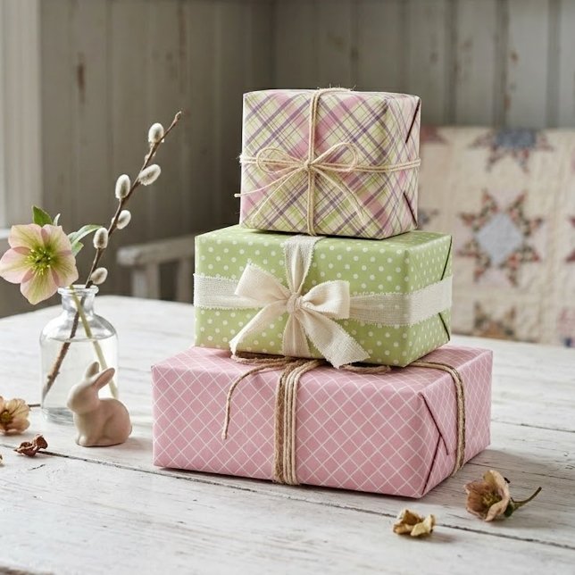 Classic Elegant Easter Plaid Gift Wrap Sheet Set (Creator Uploaded)