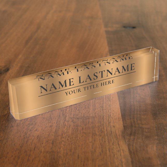 Classic Elegant Faux Bronze Copper Brown Nameplate (Side)