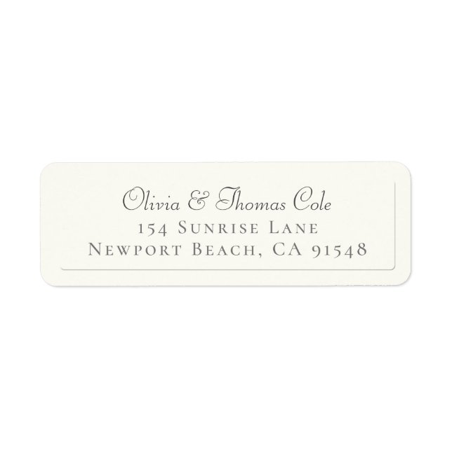 Classic Elegant Faux Embossed Ecru Wedding Return Address Label (Front)