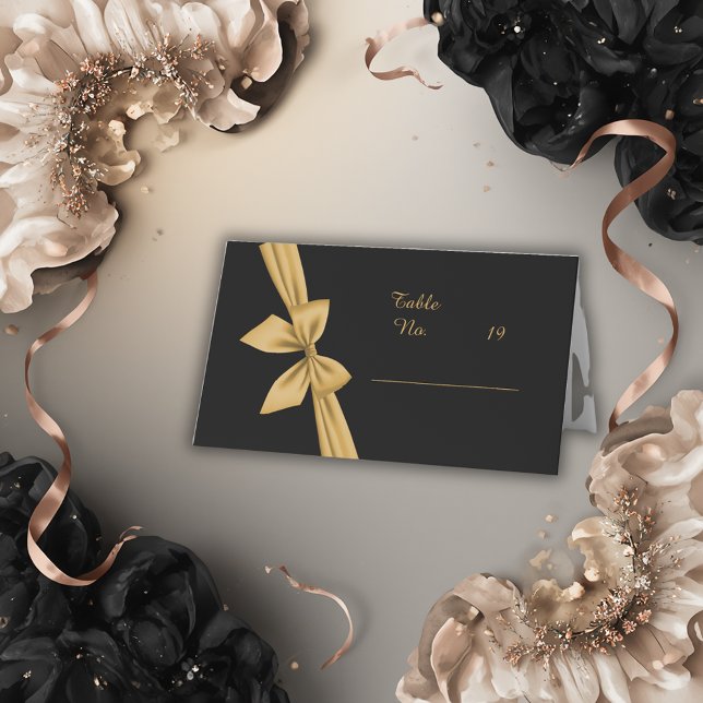 classic elegant filigree  black golden wedding place card (Creator Uploaded)