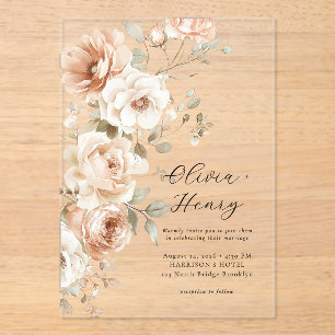 Classic Elegant Floral Acrylic Wedding Invitation