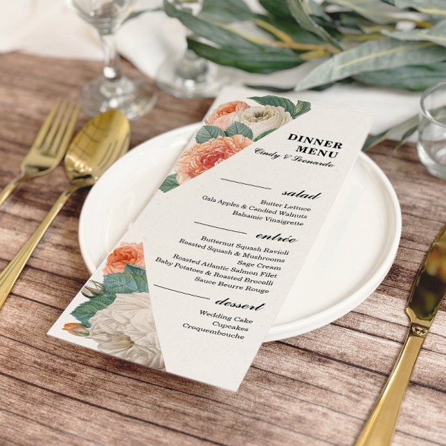 Classic Elegant Floral Typography Wedding Menu (Creator Uploaded)