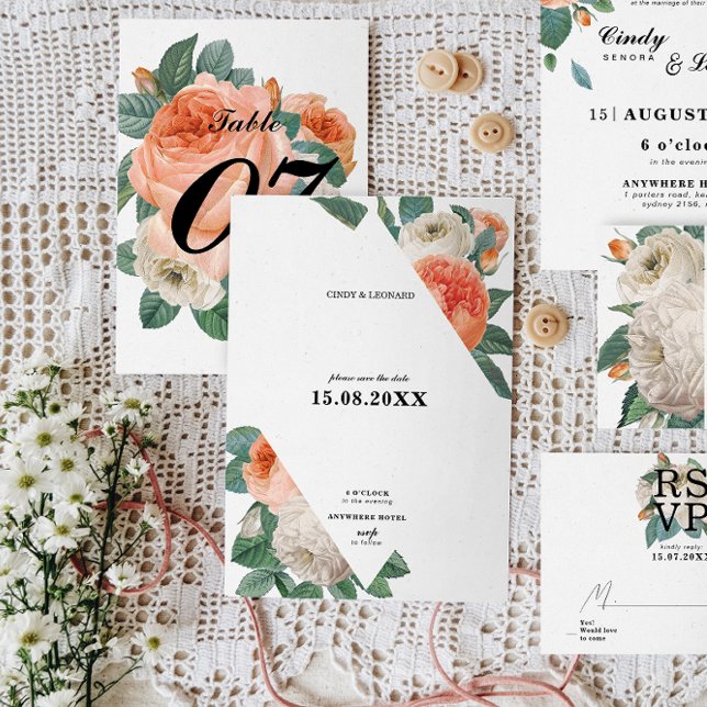 Classic Elegant Floral Typography Wedding Save The Date (Creator Uploaded)