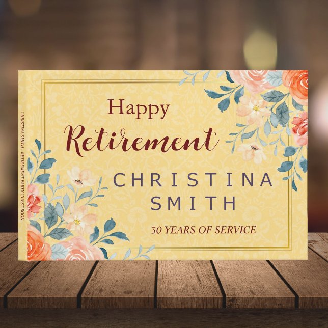 Classic Elegant Floral Watercolor Retirement Party Guest Book (Classic Elegant Floral Watercolor Retirement Party Guest Book)