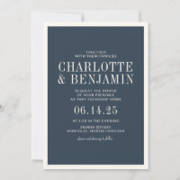 Classic Elegant Formal Blue Border Frame Wedding
