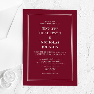 Classic Elegant Formal Burgundy Red Wedding Acrylic Invitations