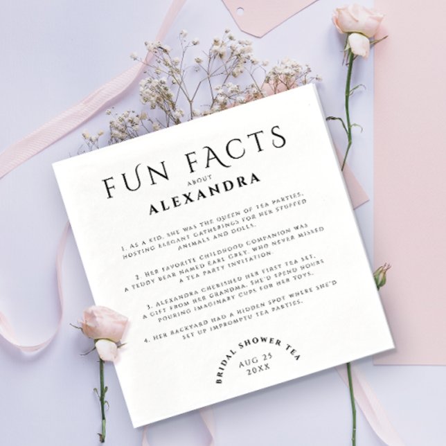 Classic Elegant Fun Facts Black And White Party Napkin (Creator Uploaded)