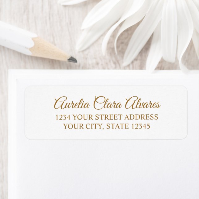 Classic Elegant Gold Calligraphy Return Address Return Address Label (Insitu)