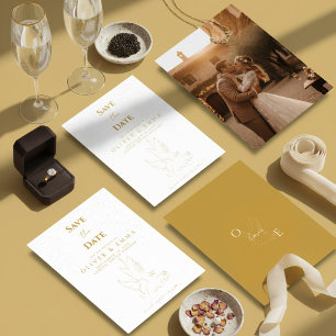 Classic Elegant Gold Dove Save The Date Card