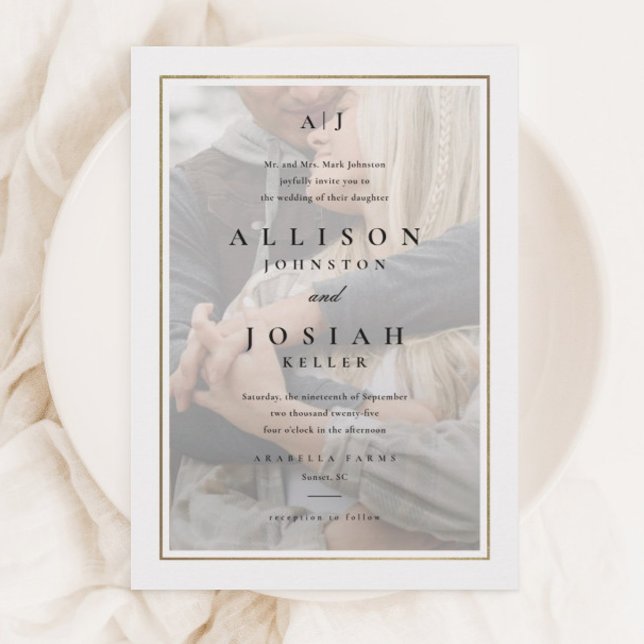 Classic Elegant Gold Photo Wedding Invitation (Creator Uploaded)