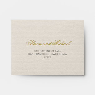 Classic Elegant Gold Script Wedding Return Address Envelope