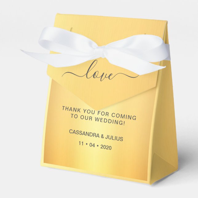Classic Elegant Gold Thank You Wedding  Favour Box (Front Side)